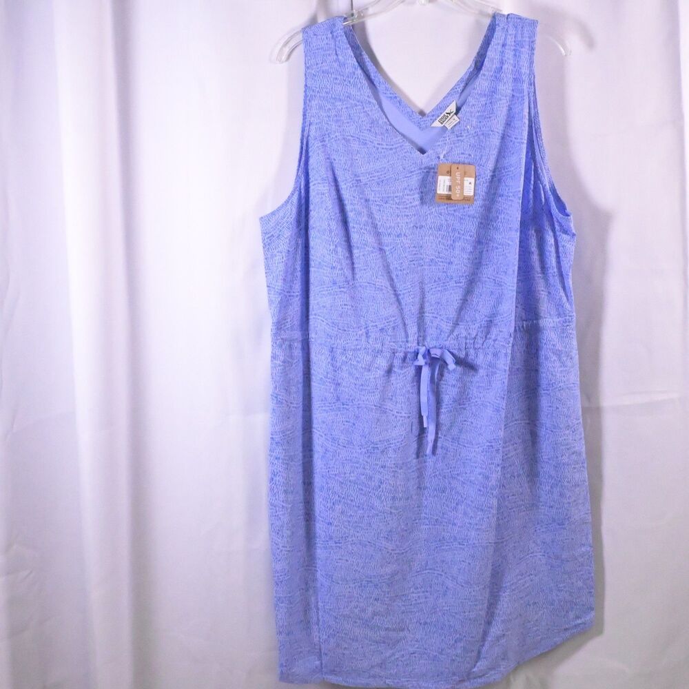 NWT Eddie Bauer  Blue Animal Print Departure Easy Tank Dress Womens 1X UPF 50+